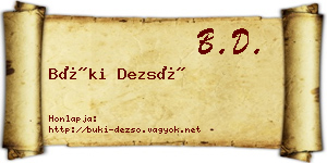 Büki Dezső névjegykártya